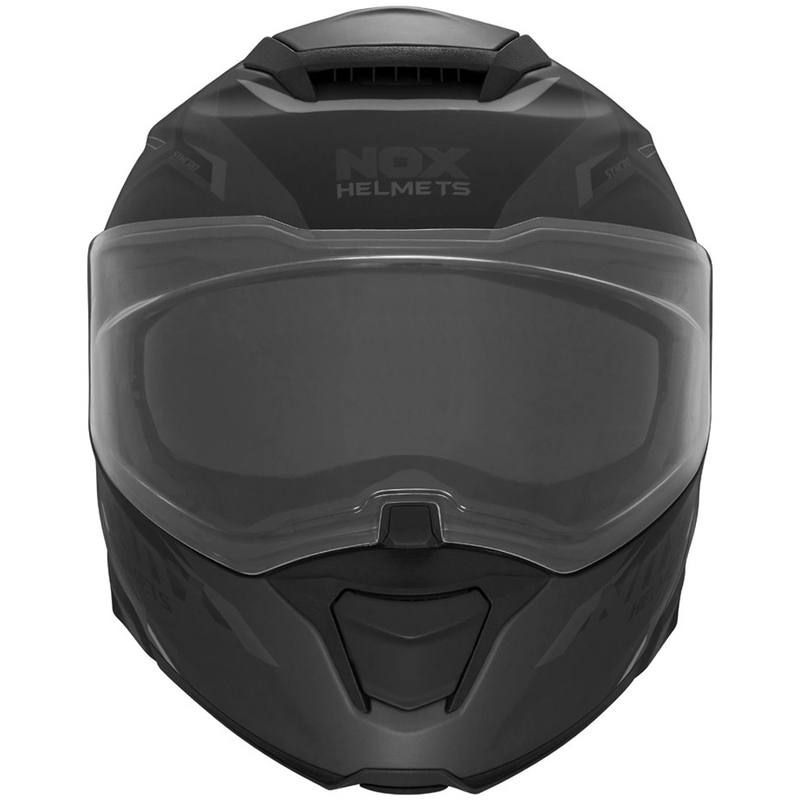 Casco da moto flip-up NOX N967 Synchro nero opaco-grigio