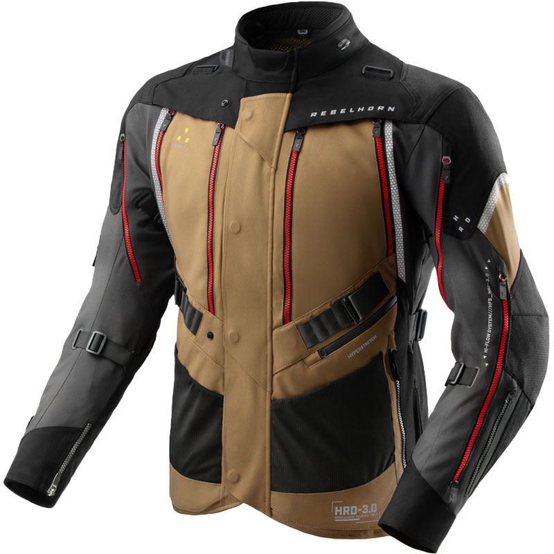 Giacca moto Rebelhorn Hardy 3.0 beige-grigio-rosso