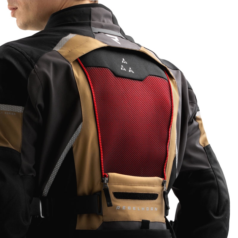 Giacca moto Rebelhorn Hardy 3.0 beige-grigio-rosso