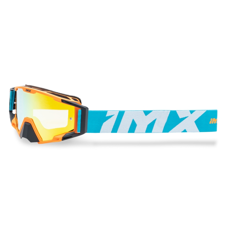 Occhiali da motocross iMX Sand arancio-blu-bianco con plexiglass iridium