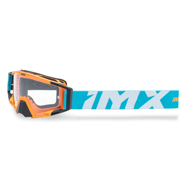Occhiali da motocross iMX Sand arancio-blu-bianco con plexiglass iridium