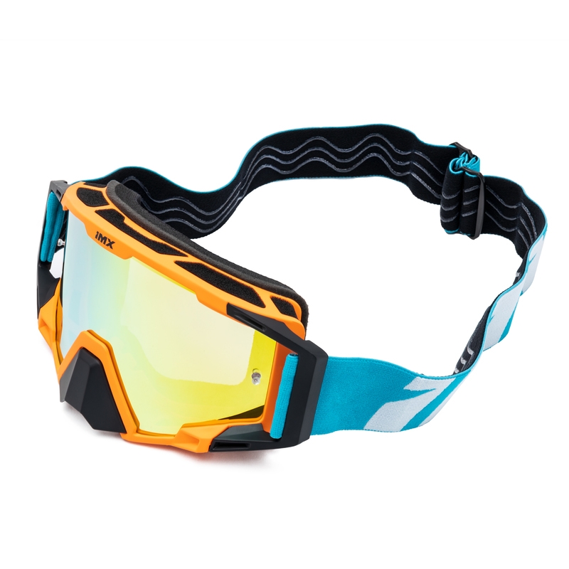 Occhiali da motocross iMX Sand arancio-blu-bianco con plexiglass iridium