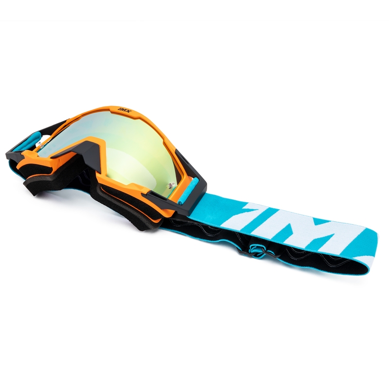 Occhiali da motocross iMX Sand arancio-blu-bianco con plexiglass iridium