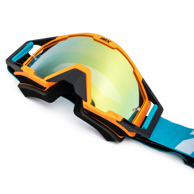 Occhiali da motocross iMX Sand arancio-blu-bianco con plexiglass iridium