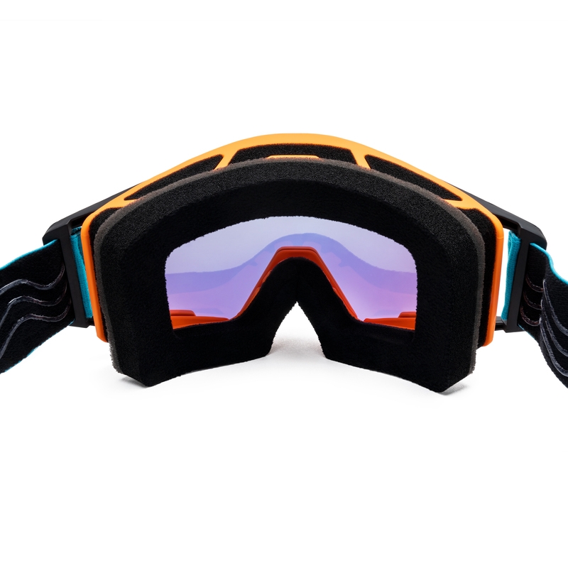 Occhiali da motocross iMX Sand arancio-blu-bianco con plexiglass iridium