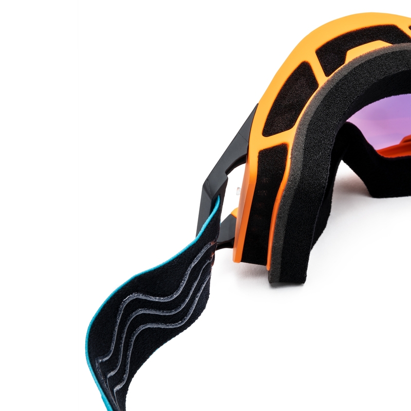 Occhiali da motocross iMX Sand arancio-blu-bianco con plexiglass iridium