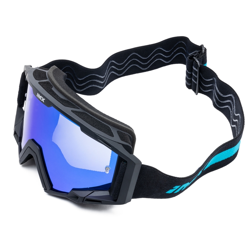 Occhiali da motocross iMX Sand nero-blu con plexiglass iridium blu