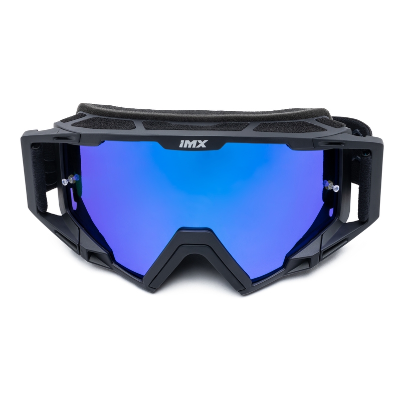 Occhiali da motocross iMX Sand nero-blu con plexiglass iridium blu