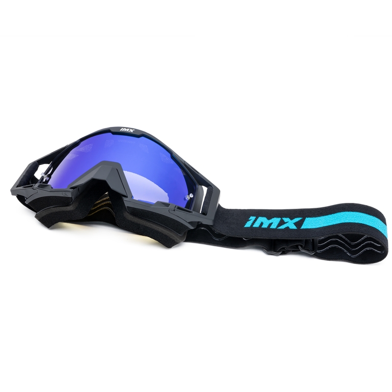 Occhiali da motocross iMX Sand nero-blu con plexiglass iridium blu