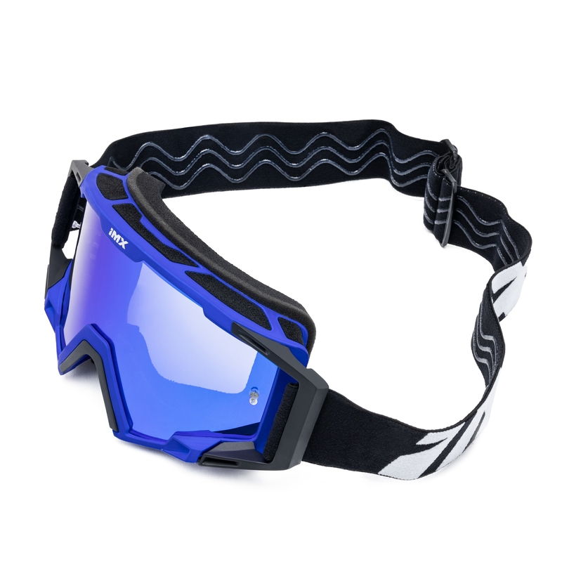 Occhiali da motocross iMX Sand nero-blu con plexiglass iridium