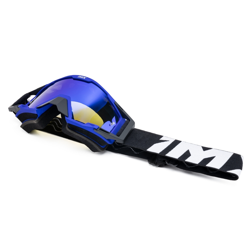 Occhiali da motocross iMX Sand nero-blu con plexiglass iridium