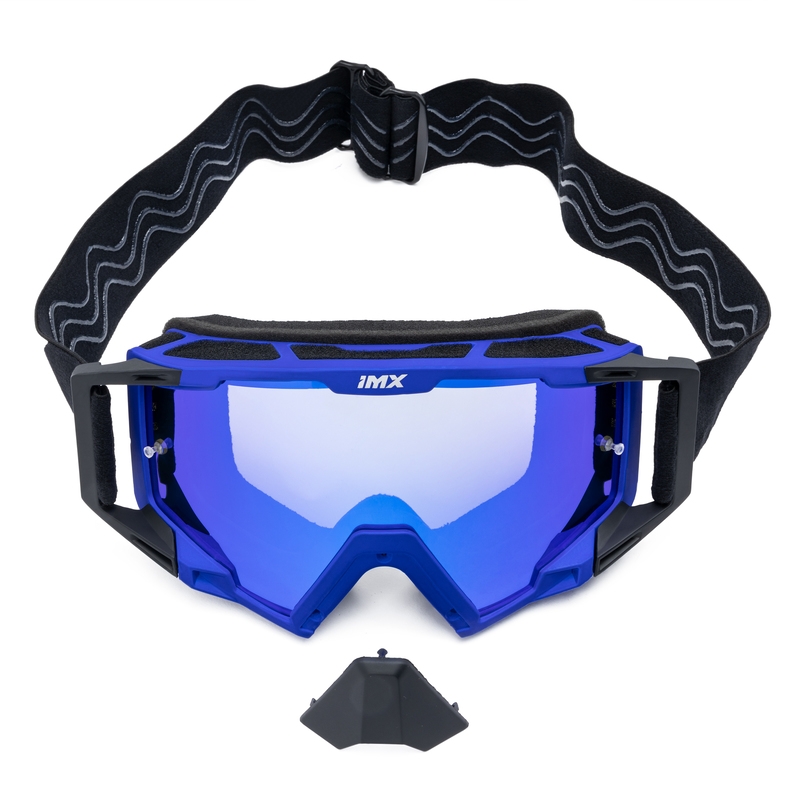 Occhiali da motocross iMX Sand nero-blu con plexiglass iridium