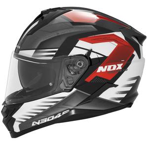 Casco integrale da moto NOX N304S CARVER nero-bianco-rosso