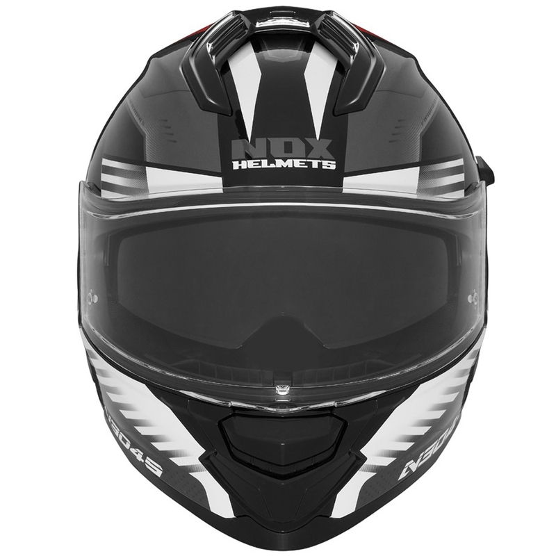 Casco integrale da moto NOX N304S CARVER nero-bianco-rosso