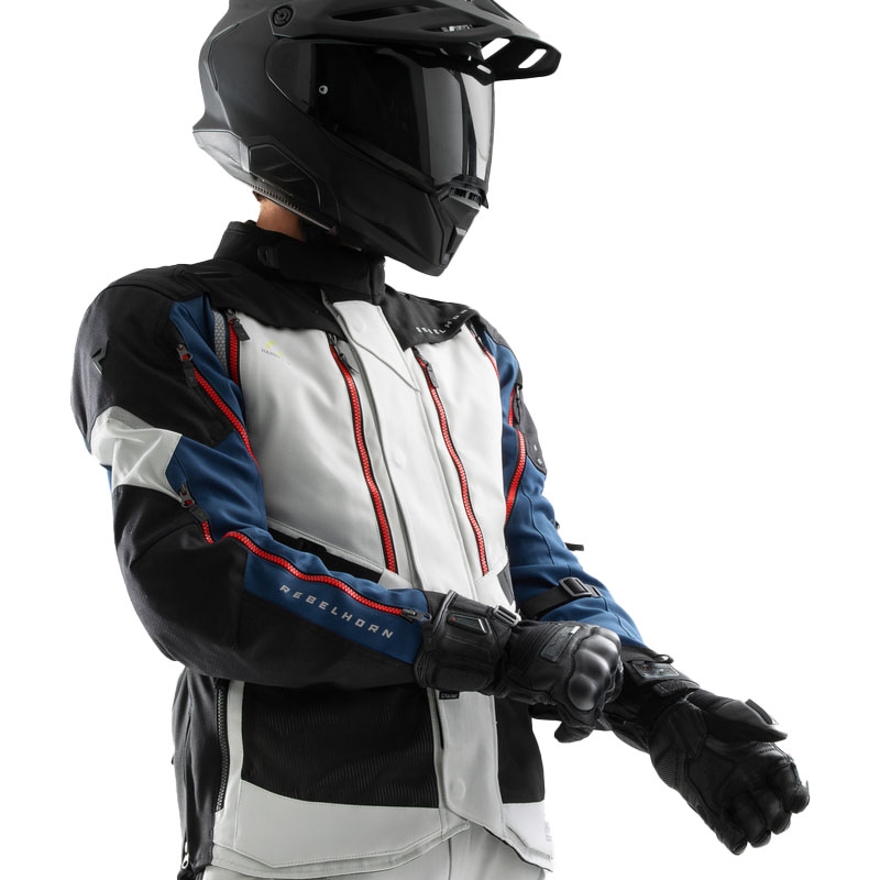 Giacca moto Rebelhorn Hardy 3.0 blu-grigio-rosso