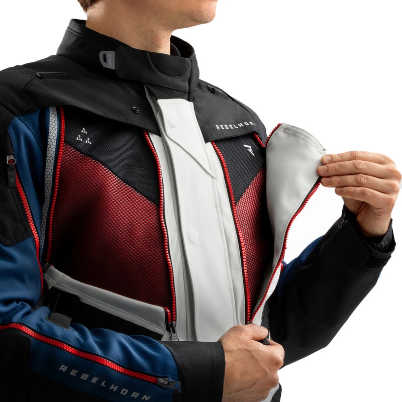 Giacca moto Rebelhorn Hardy 3.0 blu-grigio-rosso