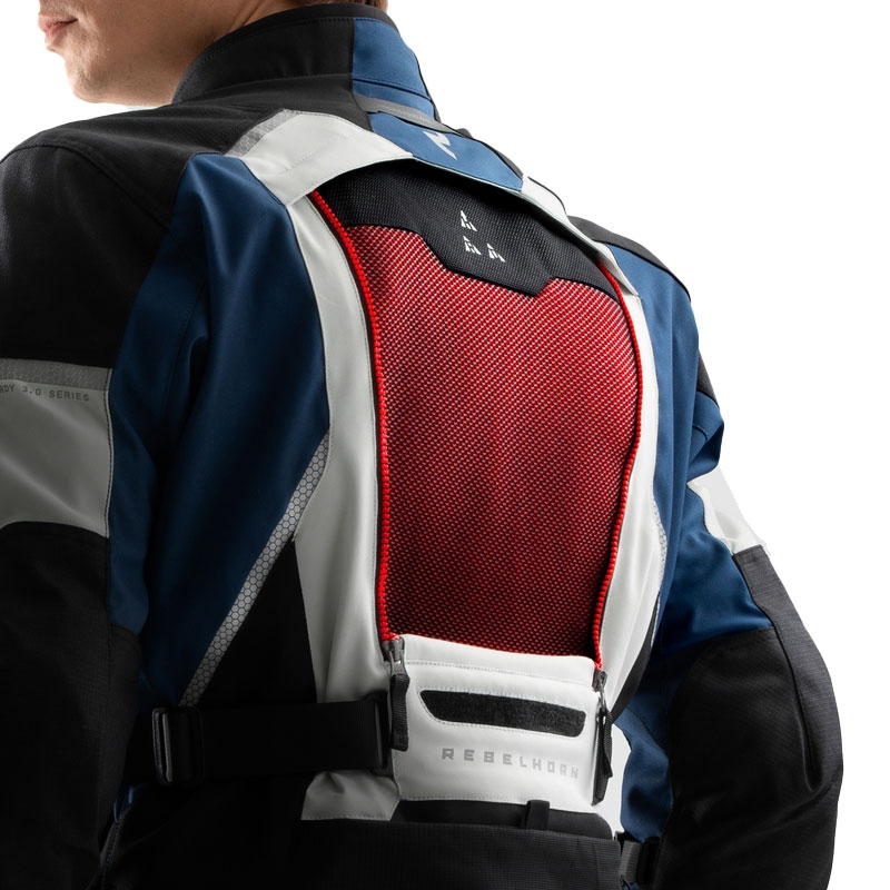 Giacca moto Rebelhorn Hardy 3.0 blu-grigio-rosso