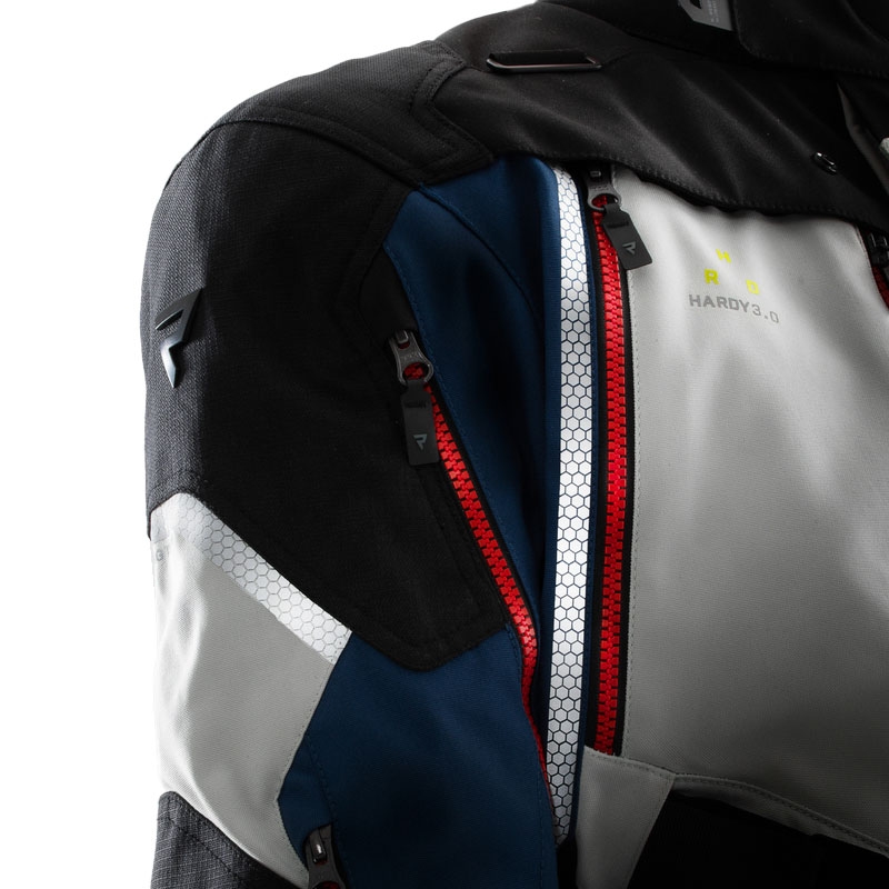 Giacca moto Rebelhorn Hardy 3.0 blu-grigio-rosso