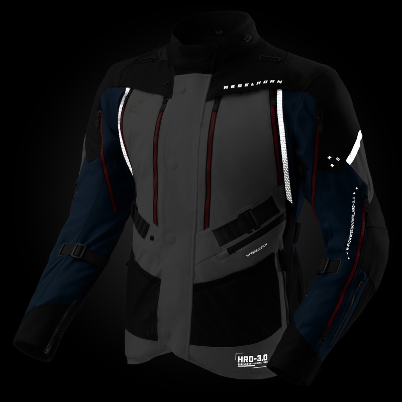 Giacca moto Rebelhorn Hardy 3.0 blu-grigio-rosso