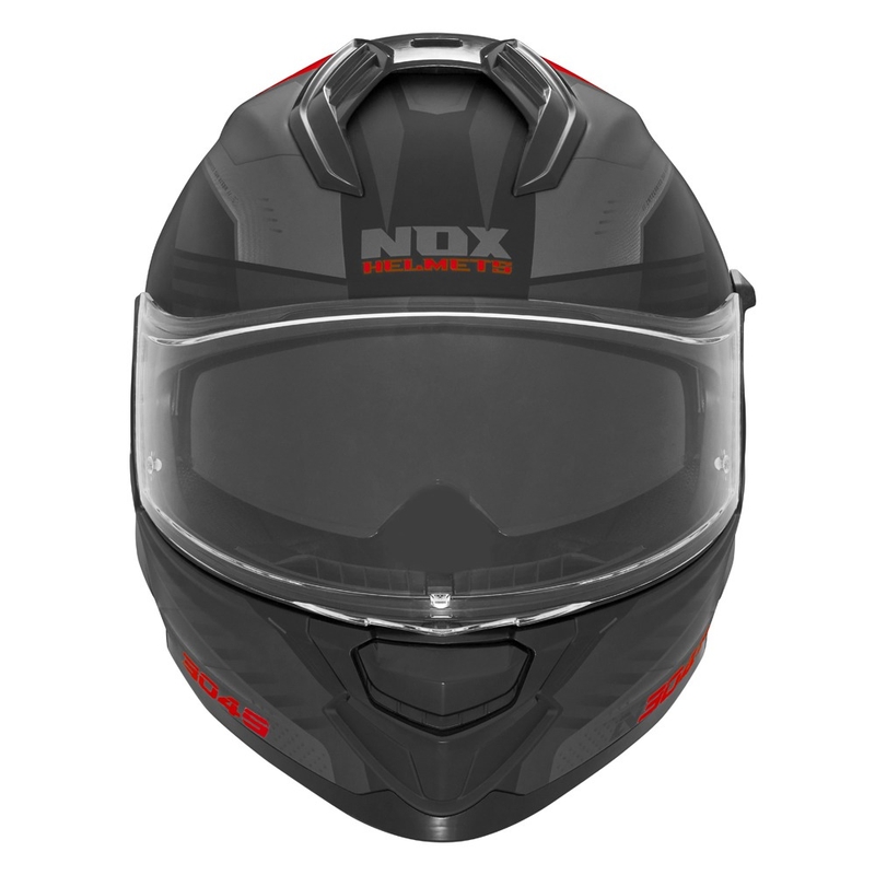 Casco integrale da moto NOX N304S CARVER nero opaco-rosso