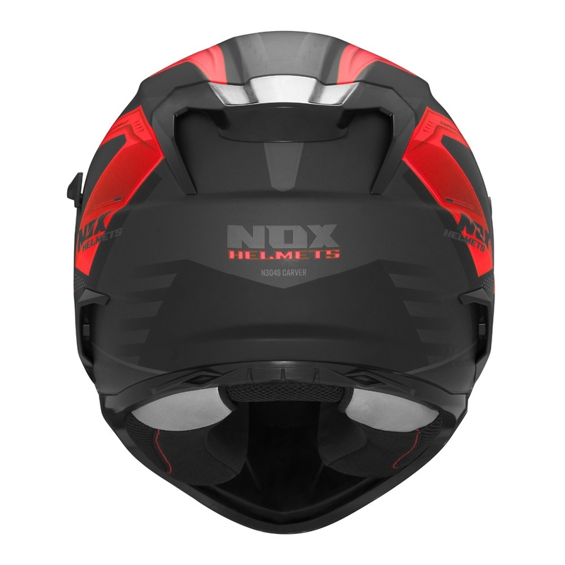 Casco integrale da moto NOX N304S CARVER nero opaco-rosso