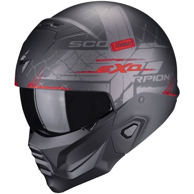 Casco aperto con maschera Scorpion EXO-COMBAT II Xenon nero-rosso opaco