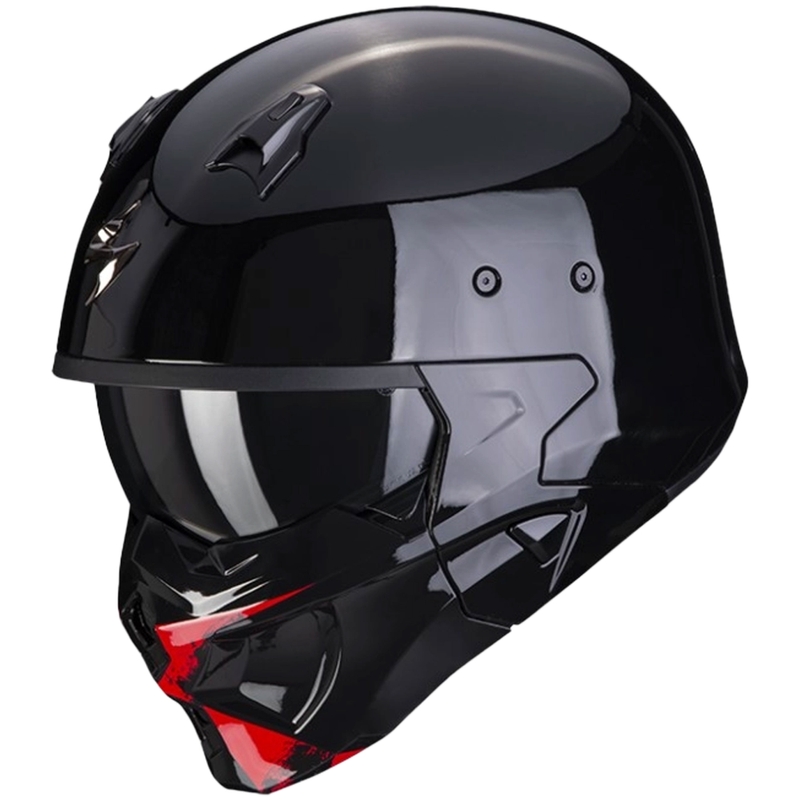 Casco aperto con maschera SCORPION COVERT-X TANKER nero-rosso