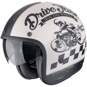 Casco moto aperto Scorpion Belfast Evo DRIVE FAST crema-nero opaco