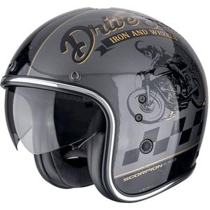Casco moto aperto Scorpion Belfast Evo DRIVE FAST argento-nero-oro
