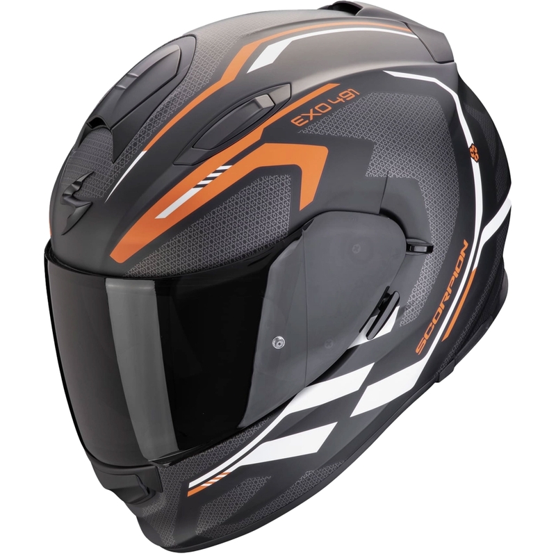 Casco integrale da moto Scorpion EXO-491 KRYPTA nero opaco-arancione-bianco