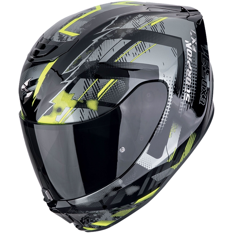 Casco moto integrale Scorpion EXO-391 CLUTTER nero-giallo fluo