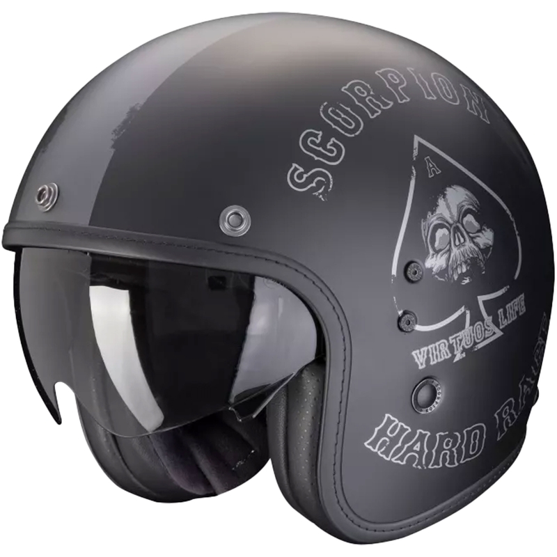 Casco moto aperto Scorpion Belfast Evo Spade Nero-Argento opaco
