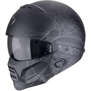 Casco moto modulare Scorpion EXO-COMBAT II SPIDERWEB nero-argento opaco