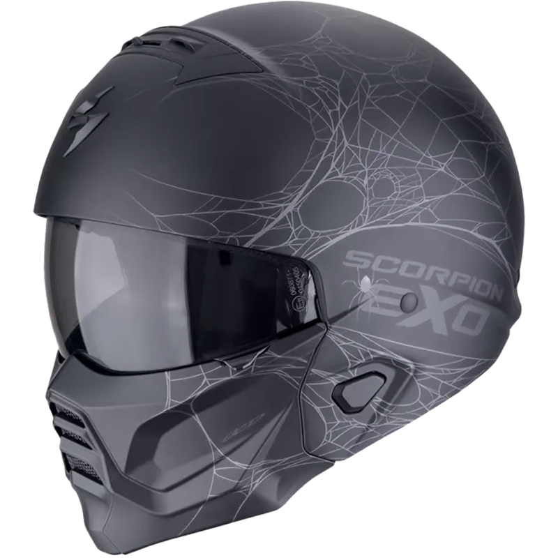 Casco moto modulare Scorpion EXO-COMBAT II SPIDERWEB nero-argento opaco