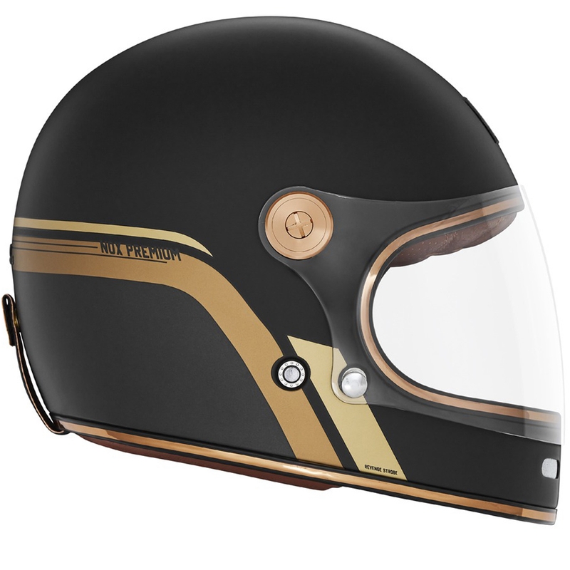 Casco integrale da moto NOX PREMIUM REVENGE nero opaco-oro