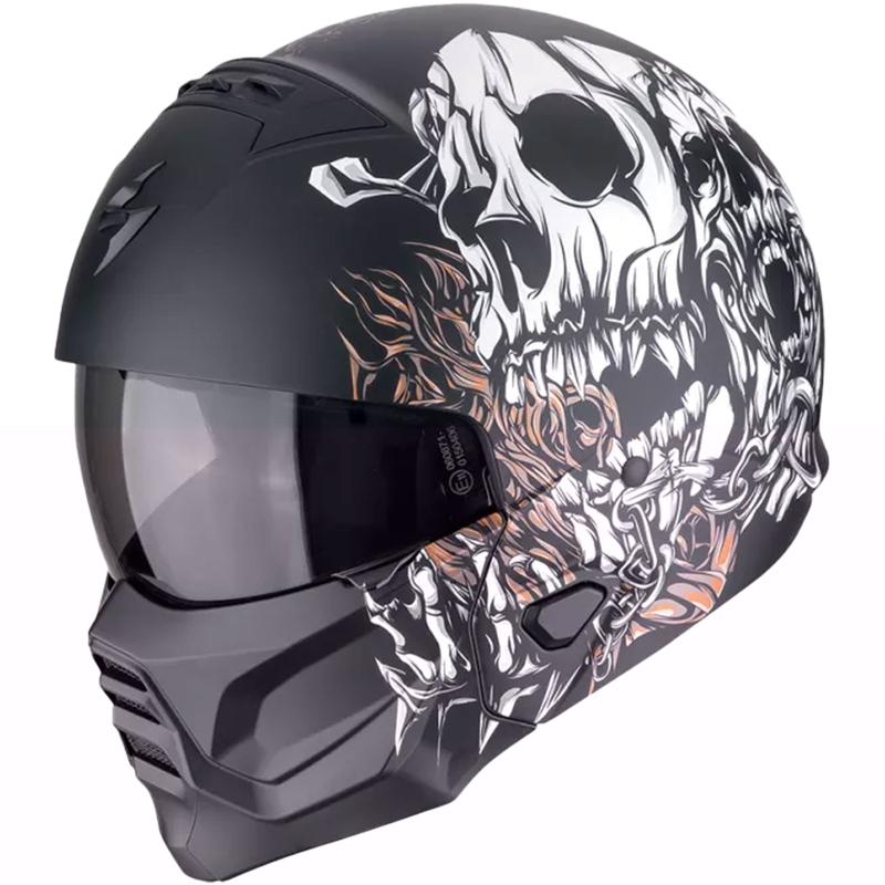 Casco moto modulare Scorpion EXO-COMBAT II GENESIS nero opaco-bianco-oro