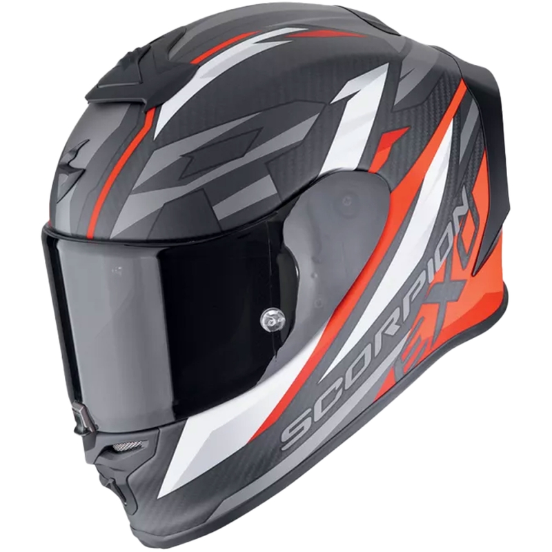 Casco moto integrale Scorpion EXO-R1 EVO CARBON AIR RUNNER nero opaco-rosso