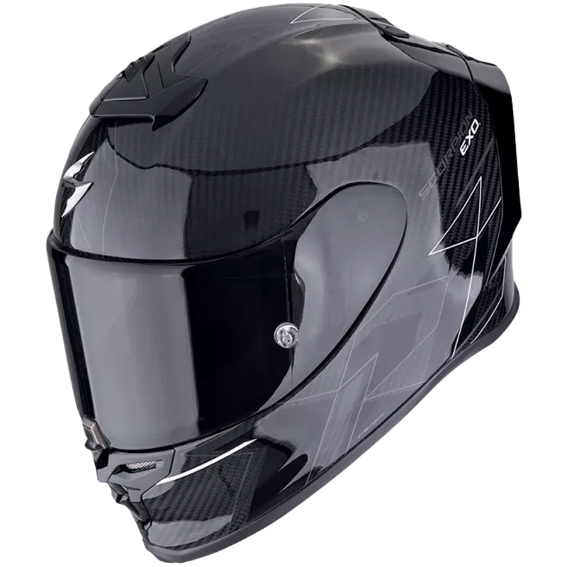 Casco moto integrale Scorpion EXO-R1 EVO CARBON AIR CYNERGY nero e bianco