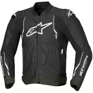 Giacca da moto in pelle Alpinestars Dusk nera-bianca