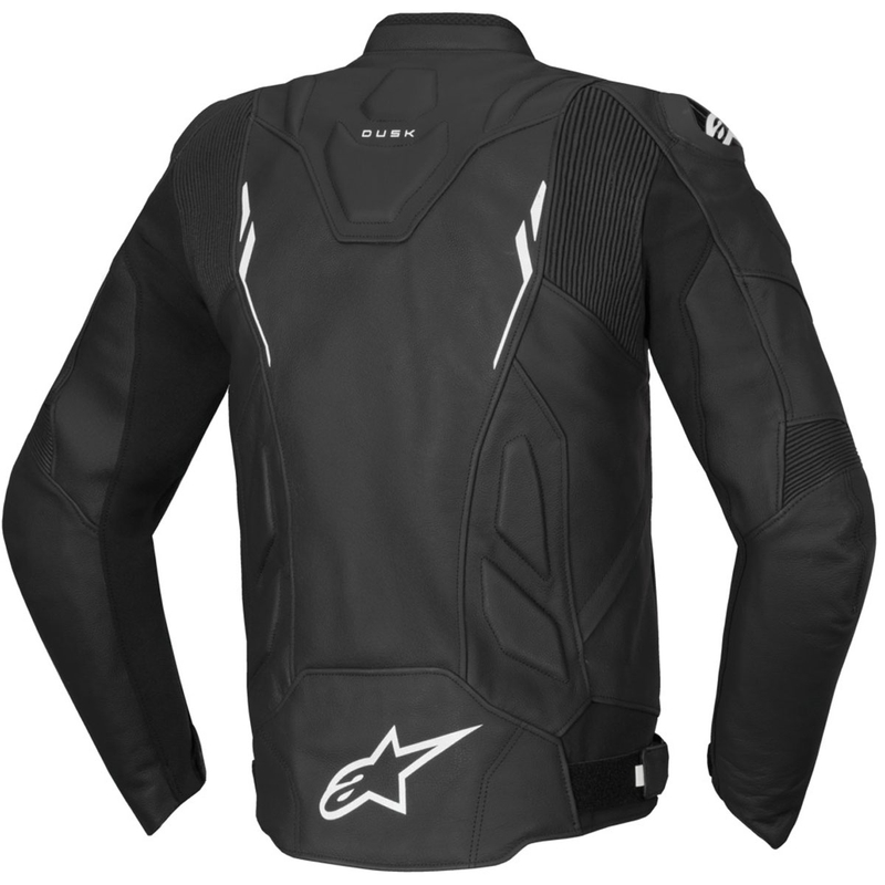 Giacca da moto in pelle Alpinestars Dusk nera-bianca