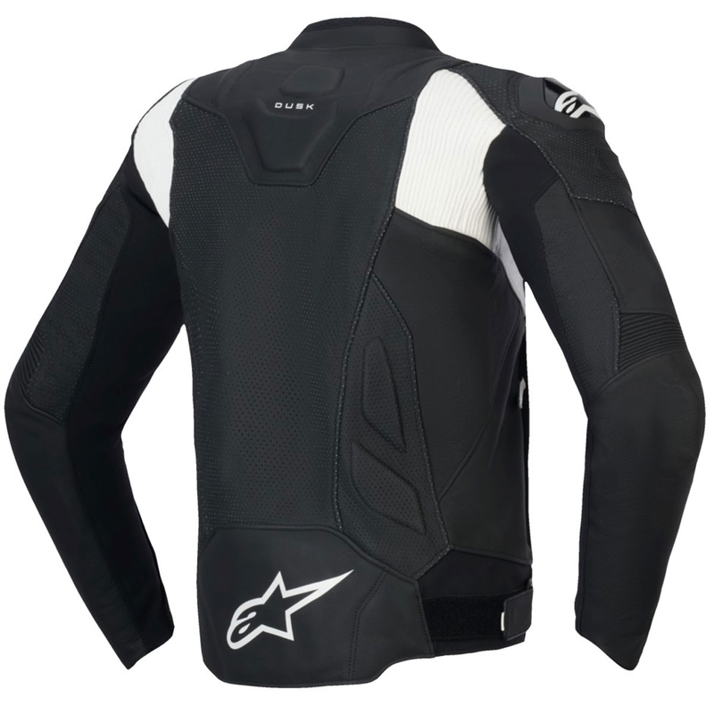 Giacca da moto in pelle Alpinestars Dusk Airflow nera-bianca