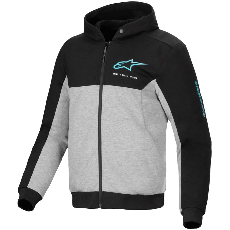 Felpa da moto Alpinestars Chrome V2 Sport grigio-nero-blu