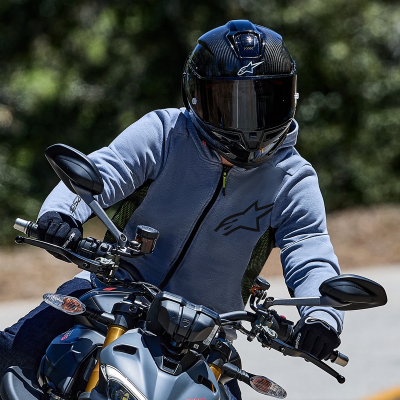 Felpa da moto Alpinestars Chrome Air Sport grigio-nero-cachi scuro
