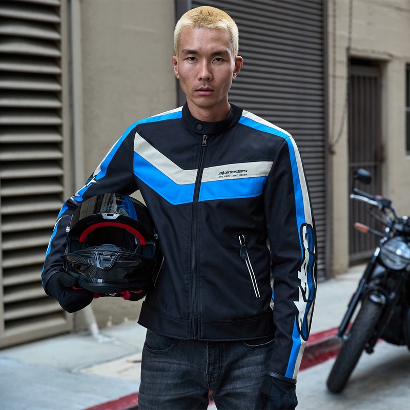Giacca da moto Alpinestars T-Dyno Water Resistant nera-blu-beige