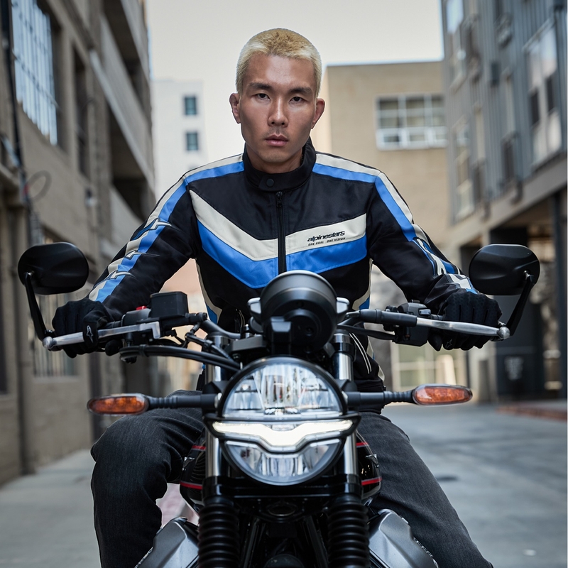 Giacca da moto Alpinestars T-Dyno Water Resistant nera-blu-beige