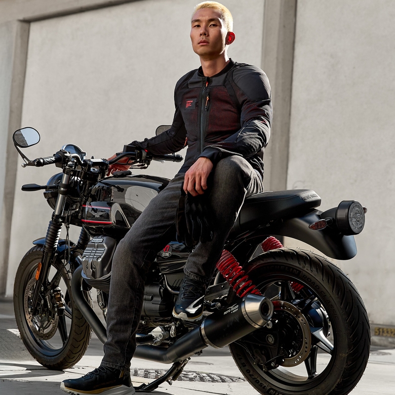 Giacca da moto Alpinestars TROOP-AIR PRO nero-rosso fluo