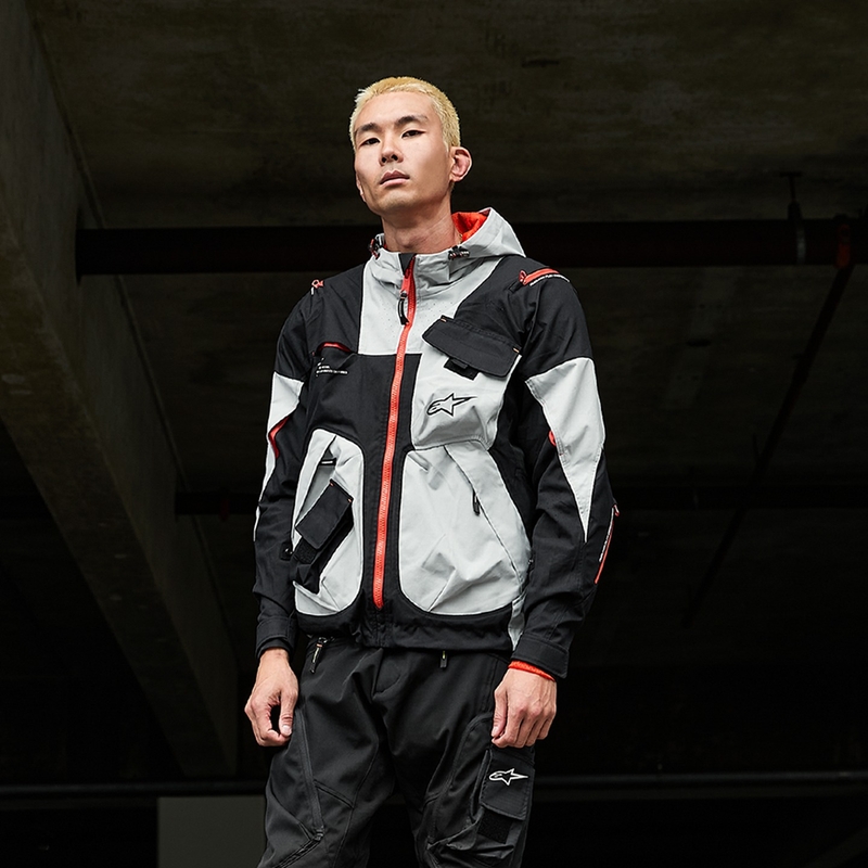 Giacca da moto Alpinestars MOGRESS AIR nero-mandorla-arancione