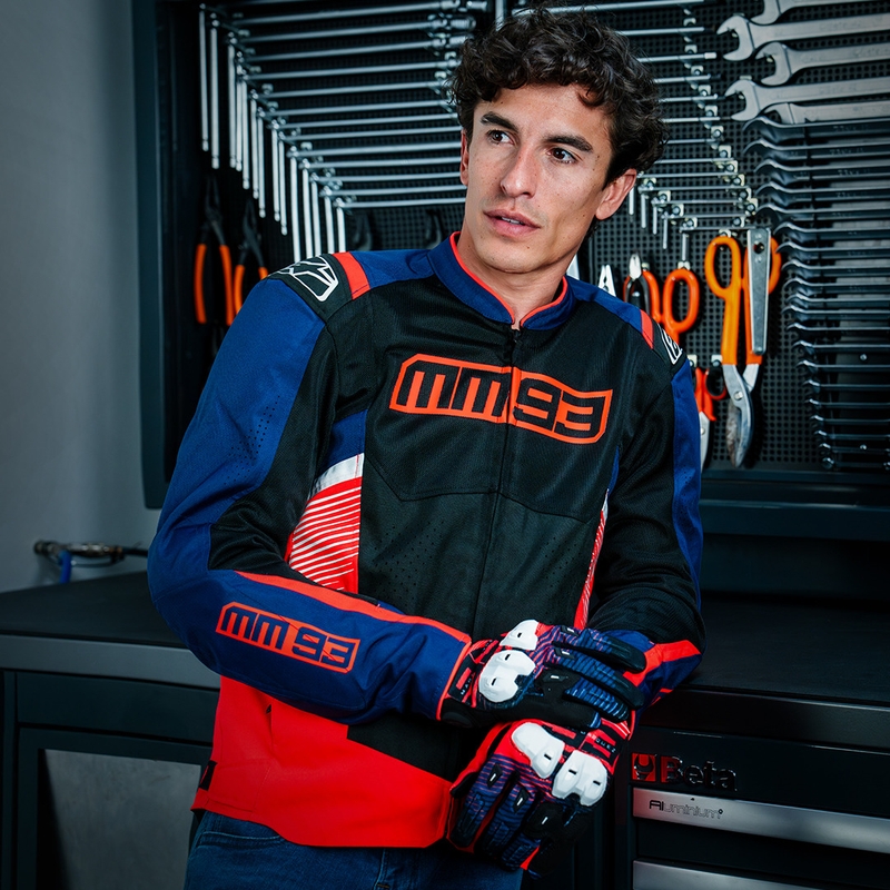 Giacca da moto Alpinestars T-SPS Air V2 MM93, collezione fluo, rosso-blu-nero-bianco