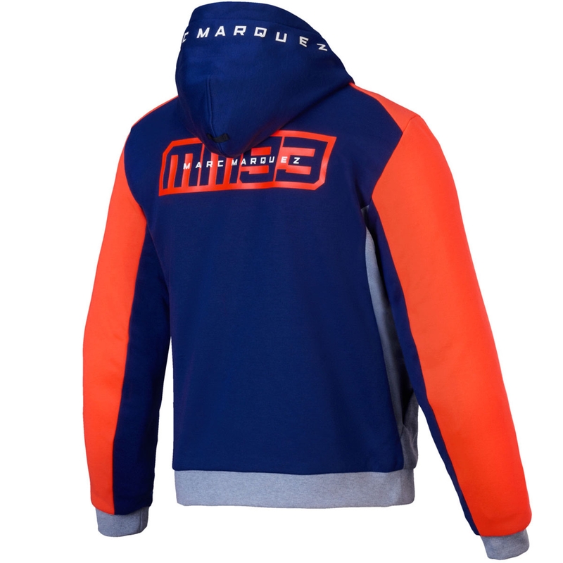 Felpa con cappuccio Alpinestars Chrome V2 Sport MM93 collezione grigio chiaro-blu-rosso fluo