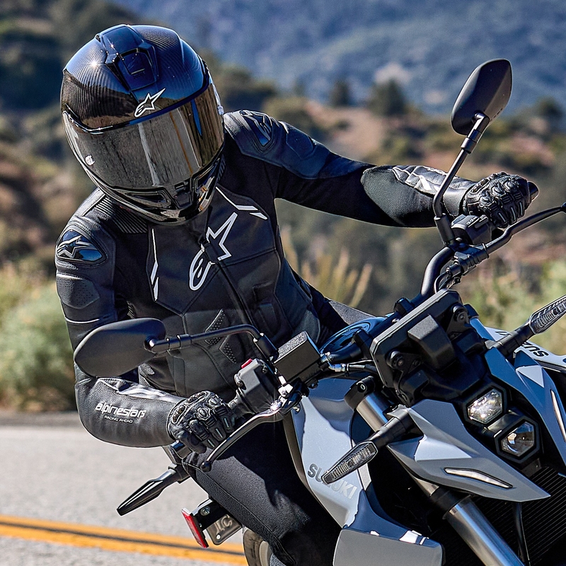 Giacca da moto in pelle da donna Alpinestars Stella Dusk nera-bianca